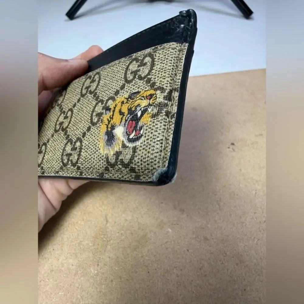GUCCI GG Supreme Card Case Tiger Card Holder Unisex Used